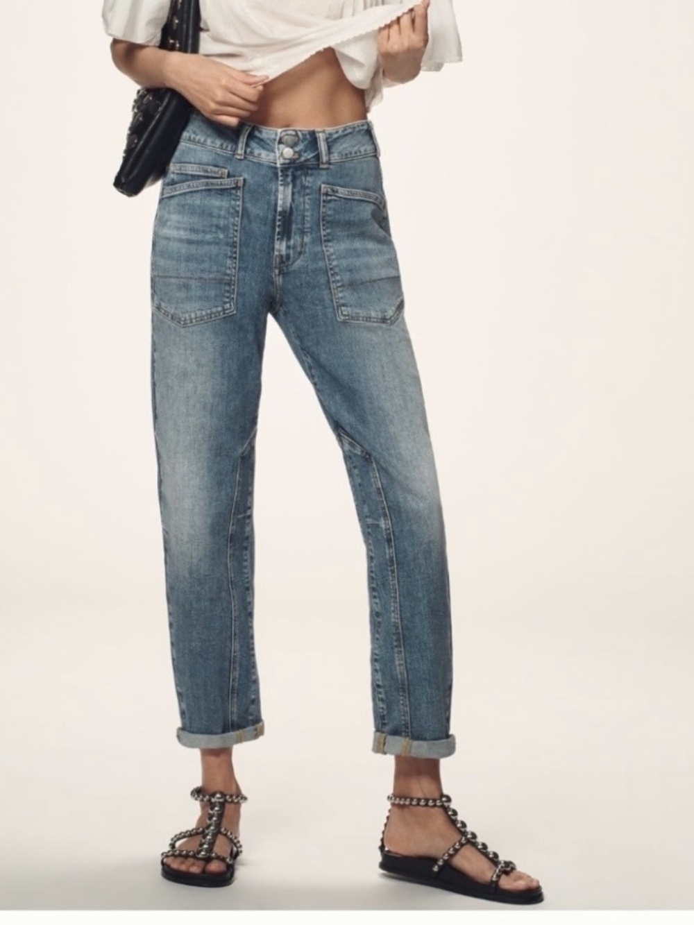 PILCRO Jeans Womens 28 Blue The Wanderer Utility Pockets Stretch Denim